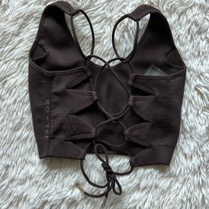 Bo + Tee Lace Back Crop - Ribbed Brown